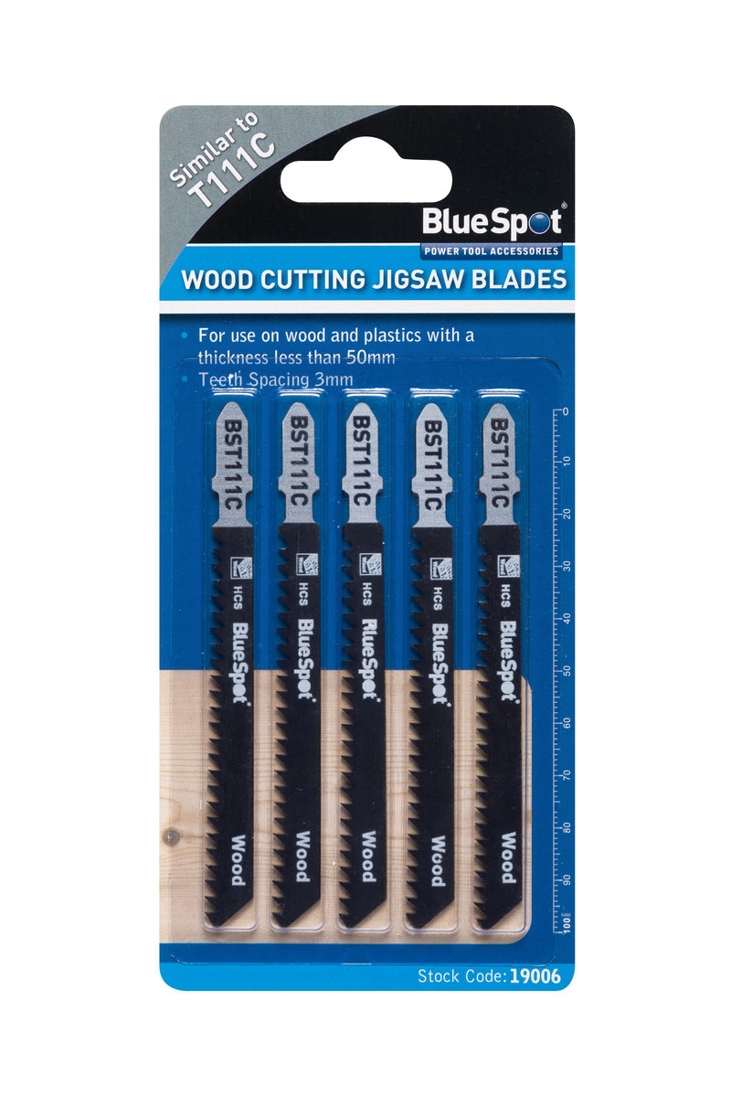 BlueSpot Wood/Plastics Cutting Jigsaw Blades 50mm Diameter Teeth Spacing 3mm (19006)