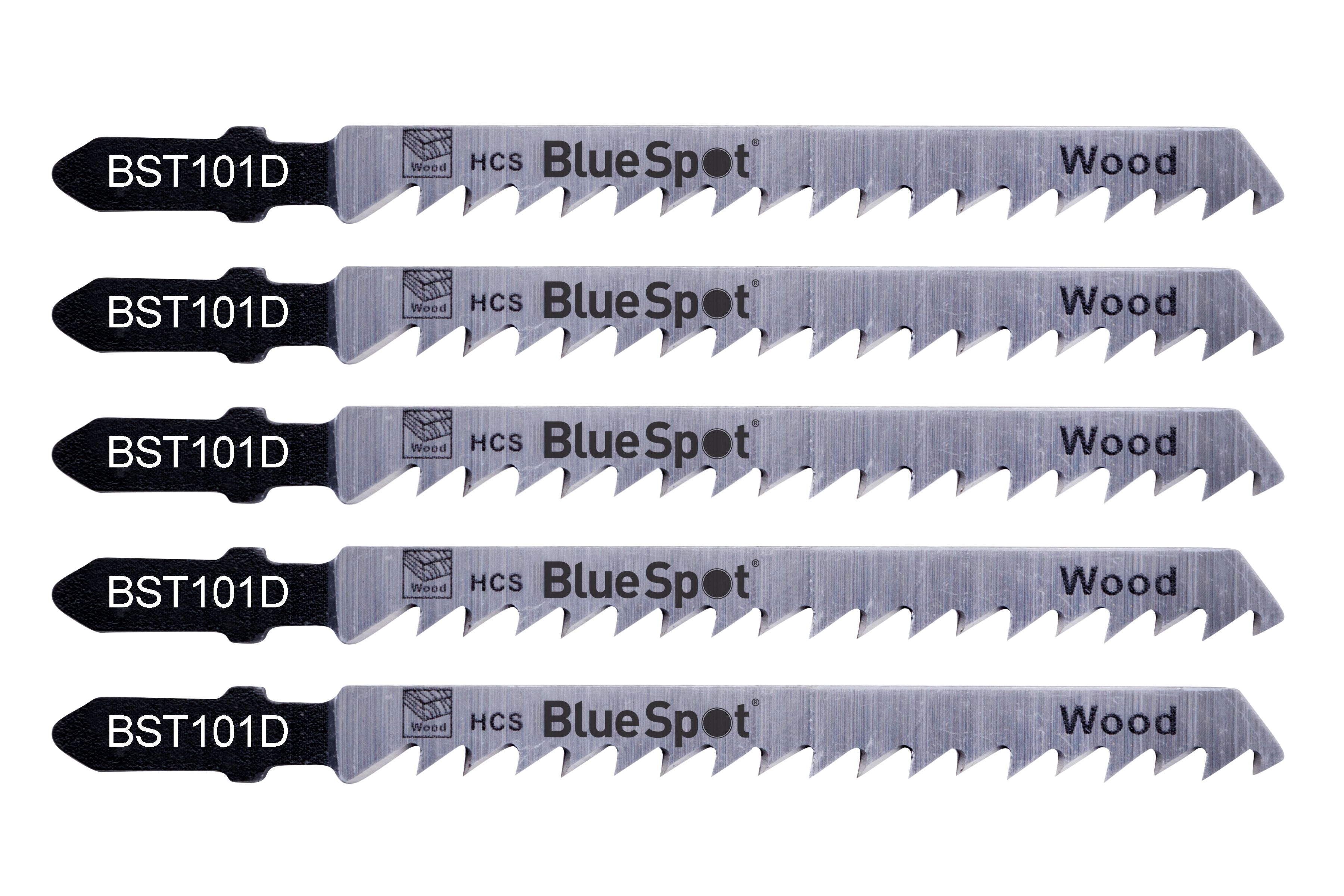 BlueSpot 5 PCE HCS Fast Cut Wood Cutting Jigsaw Blades (6 TPI) (19007)