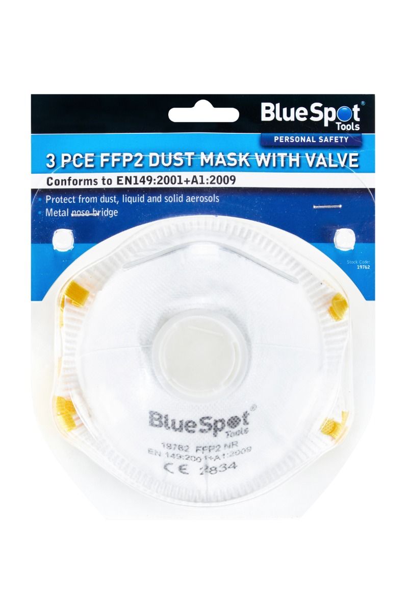 BlueSpot FFP2 Dust Mask With Valve - 3 Pack (19762)