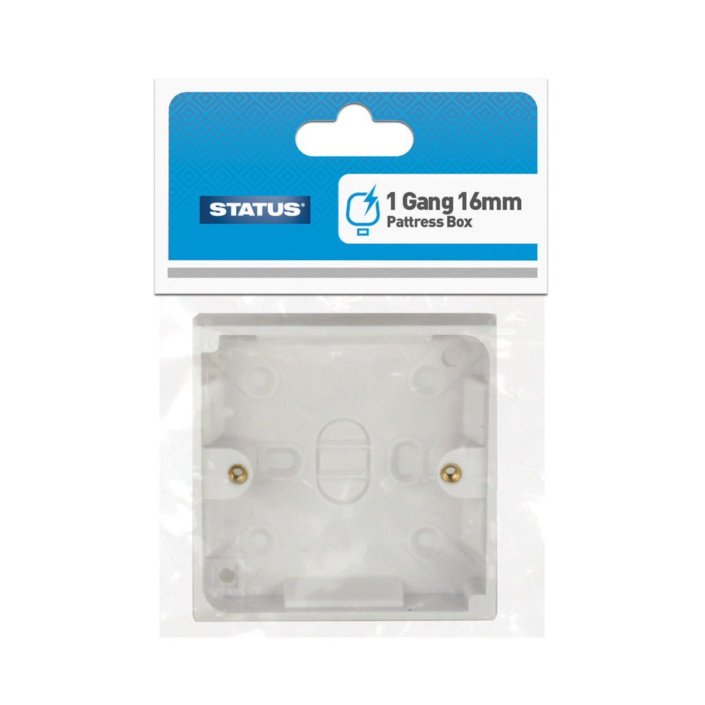 Pattress Box - White Plastic- 1 Gang - 16mm, 18mm, 25mm, 35mm & 47mm