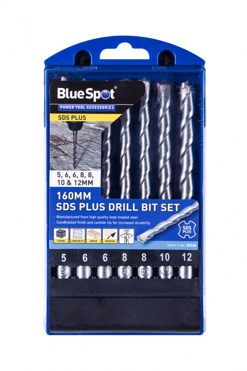 BlueSpot 7 PCE 160mm SDS Plus Masonry Drill Bit Set (20166)