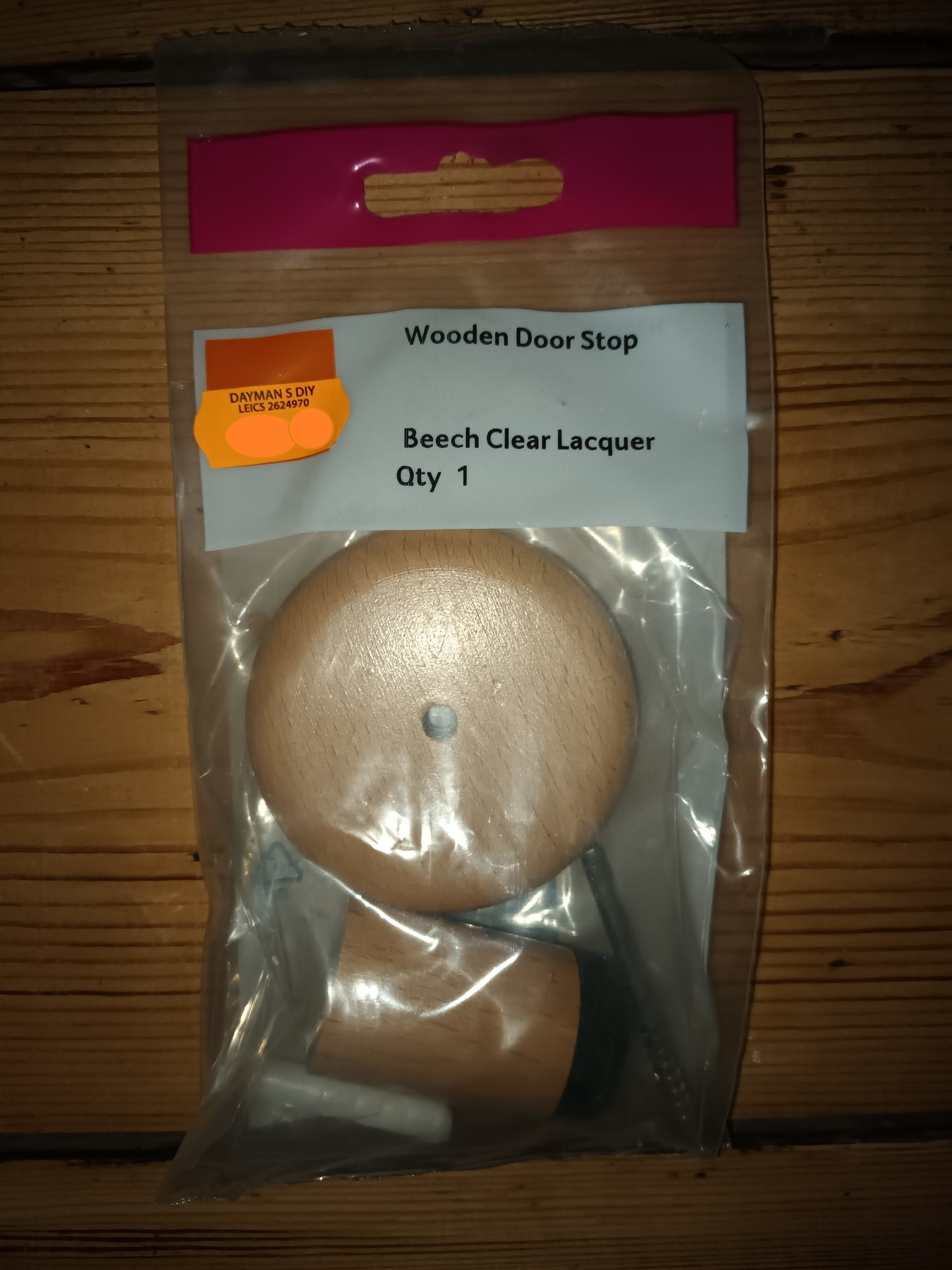 Wooden Door Stop Beech Clear Lacquer