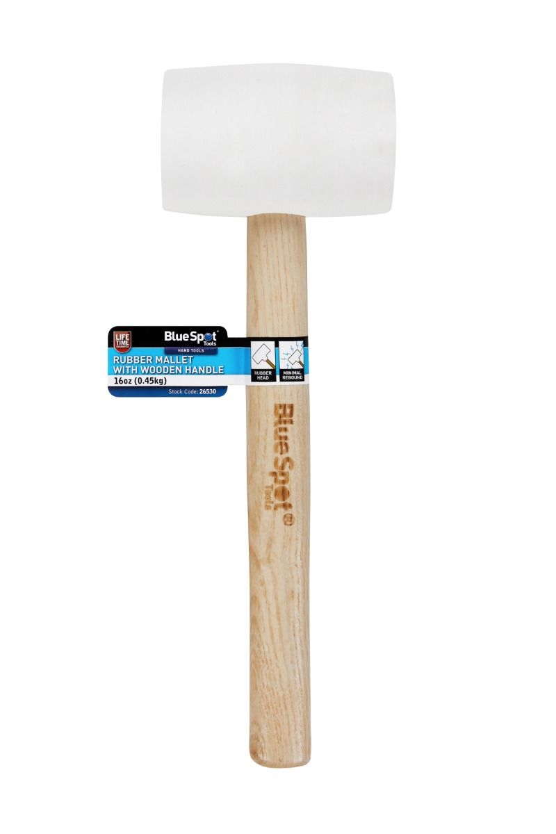 BlueSpot White Rubber Mallet With Wooden Handle 16oz (0.45g) (26530)