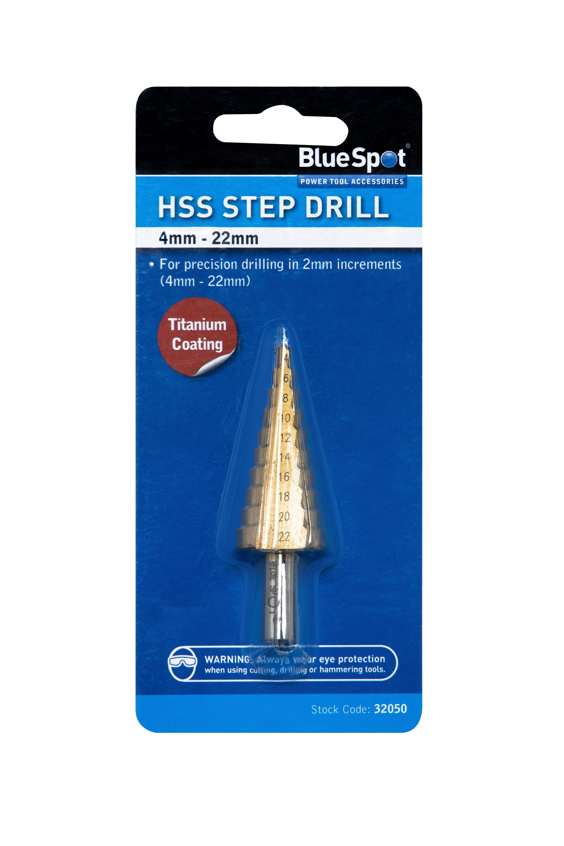 BlueSpot HSS Step Drill 4mm - 22mm (32050)