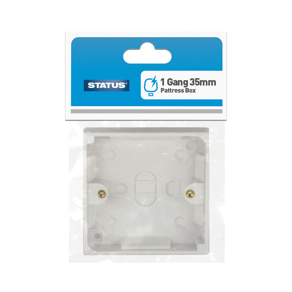 Pattress Box - White Plastic- 1 Gang - 16mm, 18mm, 25mm, 35mm & 47mm