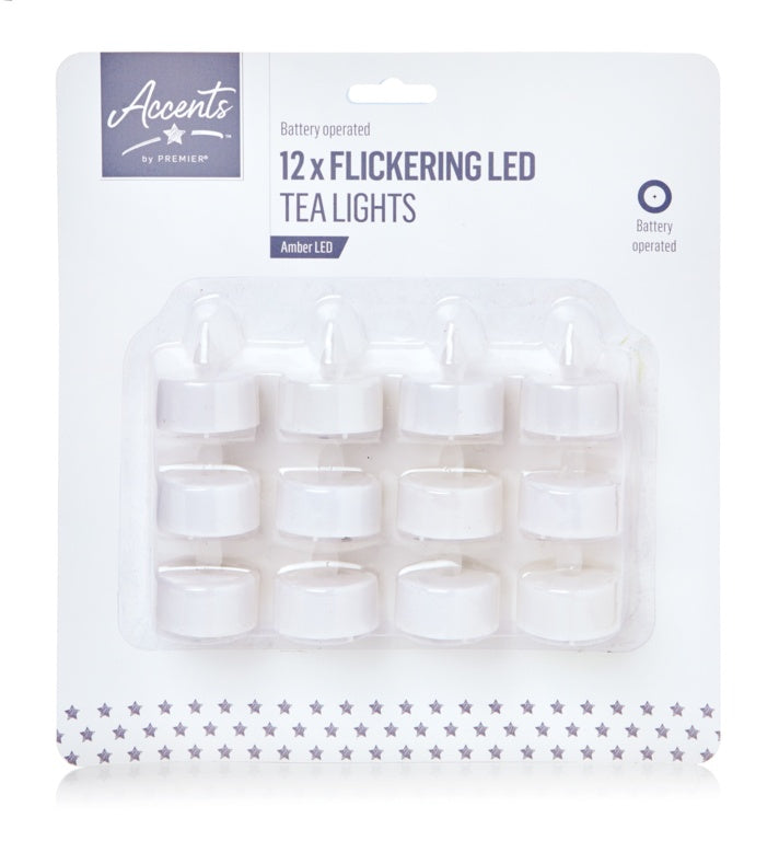 Premier Flickering Tea Light Set Of 12