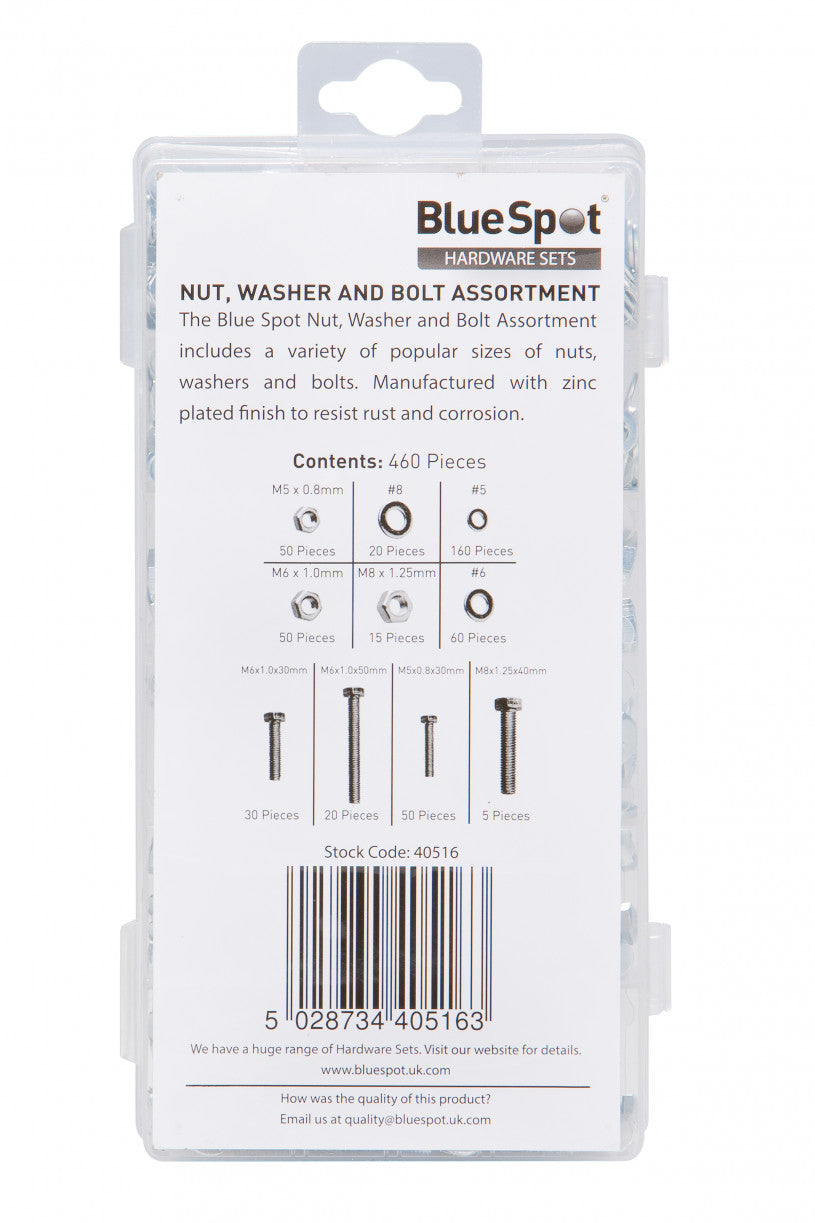 BlueSpot - 460 PCE Assorted Nut, Washer And Bolt Set (40516)