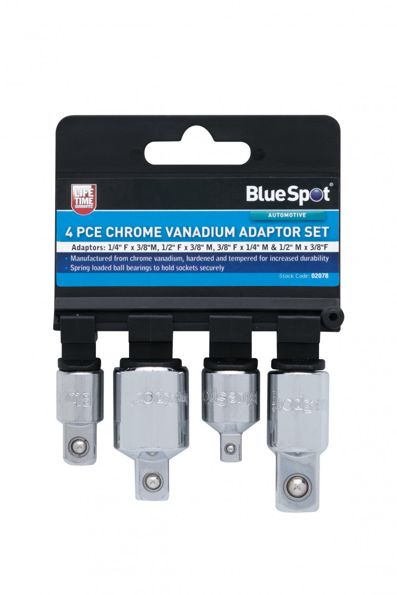 BlueSpot 4 PCE Chrome Vanadium Socket Adaptor Set (02078)