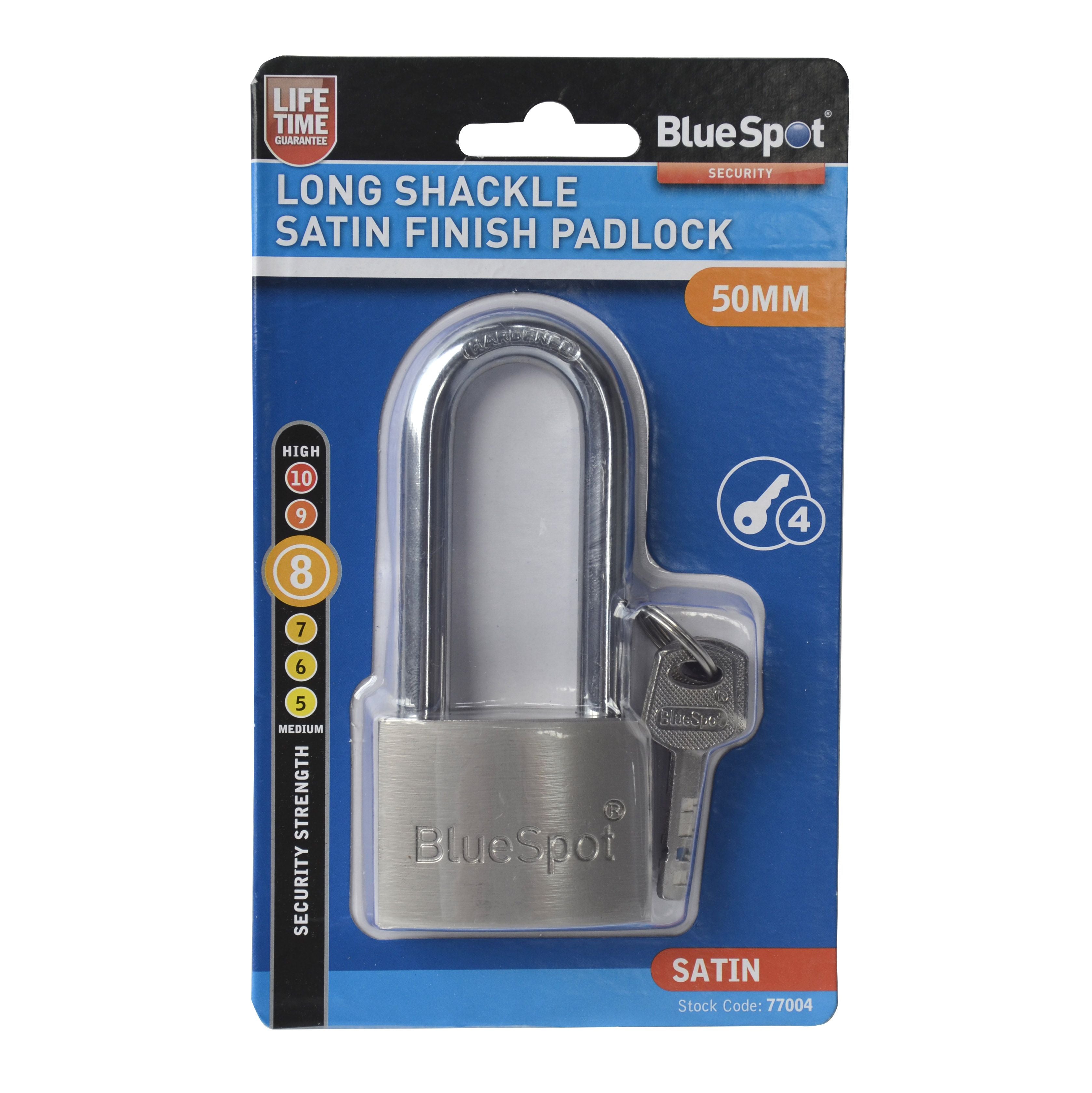 BlueSpot Long Shackle Satin Finish Padlock 50mm (2")