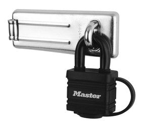 Master Lock - 704 Straight Bar Hasp & 40mm Weather Resistant Keyed Padlock