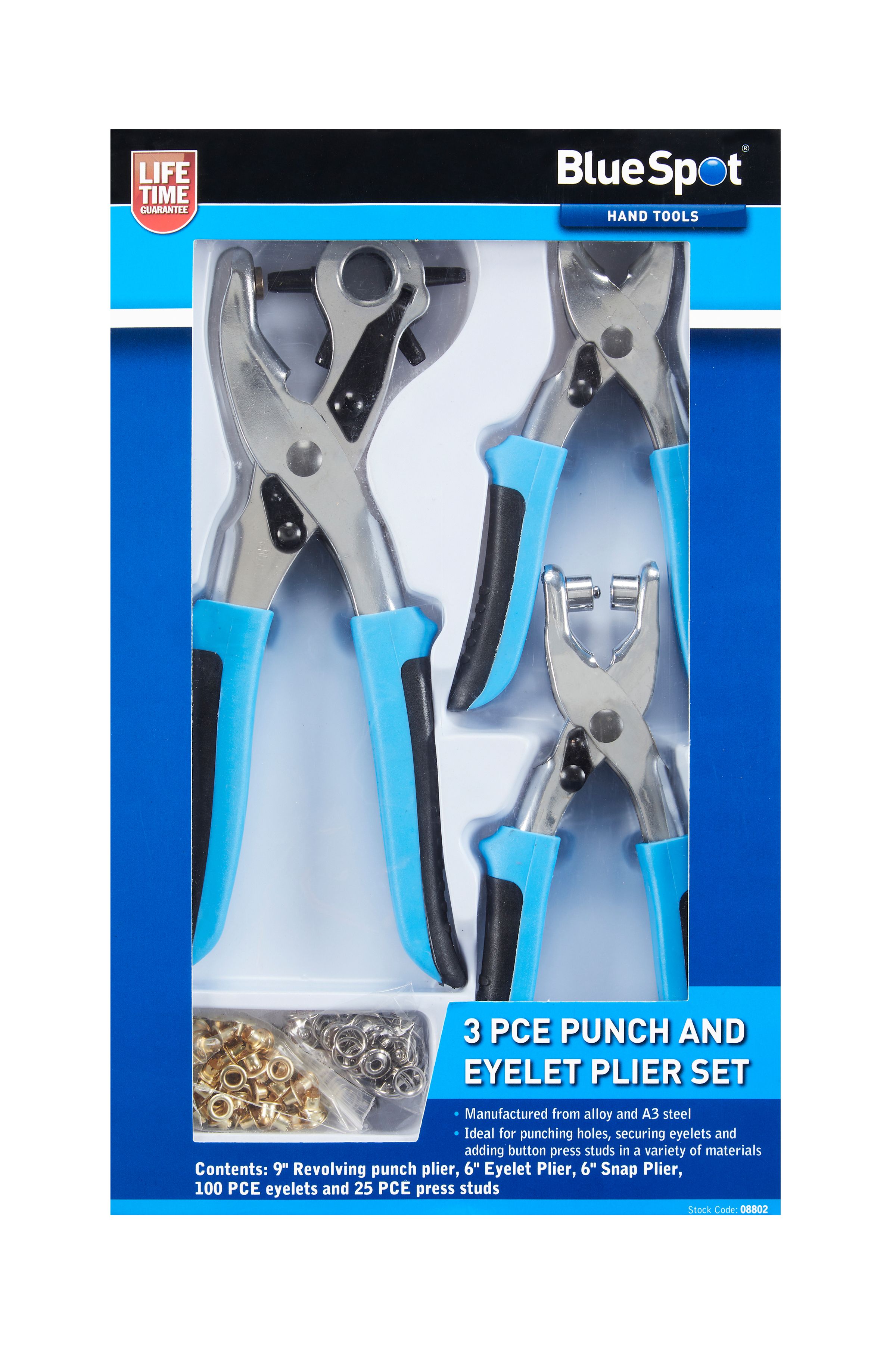 BlueSpot 3PCE Punch & Eyelet Plier Set