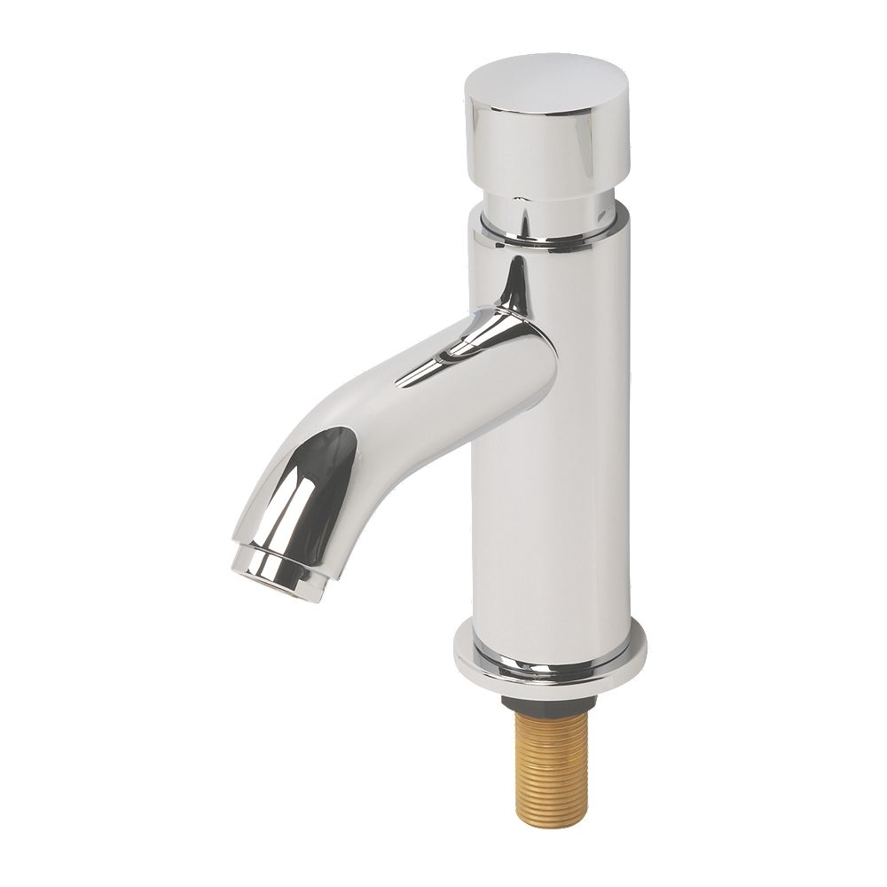 H & C Self-Closing Contemporary Non-Concussive Bathroom Basin Tap