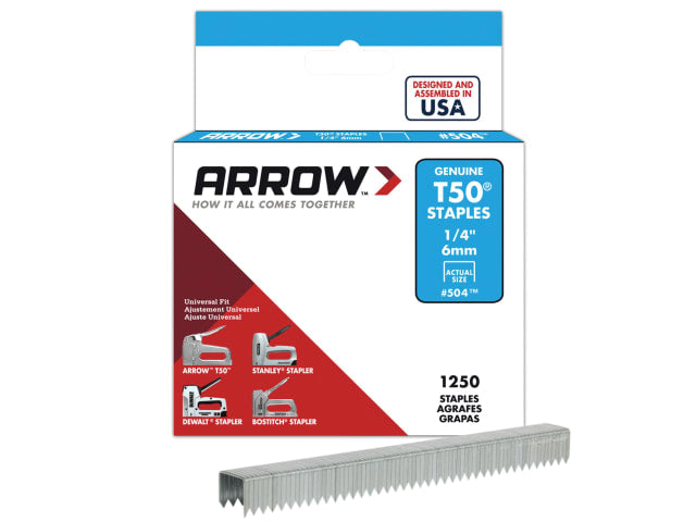 Arrow - T50 Wire Staples - 6mm, 8mm, 10mm, 12mm & 14mm