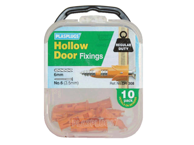 PlasPlug - Hollow Door Fixings - Regular Duty - 10 Pack