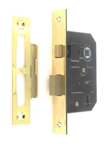 Securit 3 Lever Sash Lock with 4 Keys - 63mm (2 1/2") - Nickel & Brass