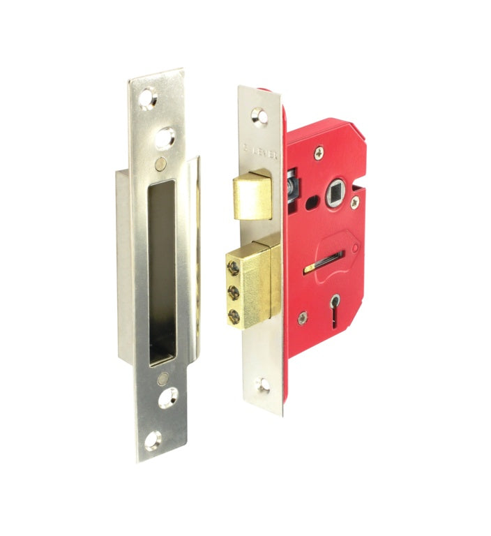 Securit 5 Lever Mortice Sash Lock - 63mm (2 1/2") - Brass & Chrome