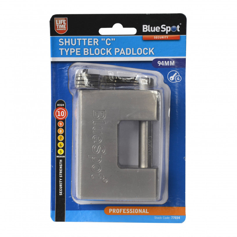 BlueSpot Shutter "C" Type Block Padlock - 94mm (77034)