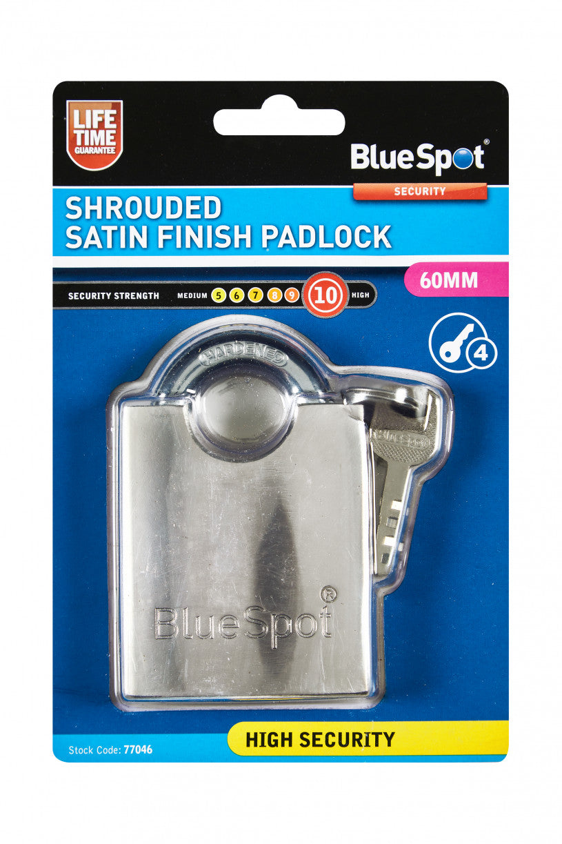 BlueSpot 60mm Shrouded Satin Finish Padlock (77046)