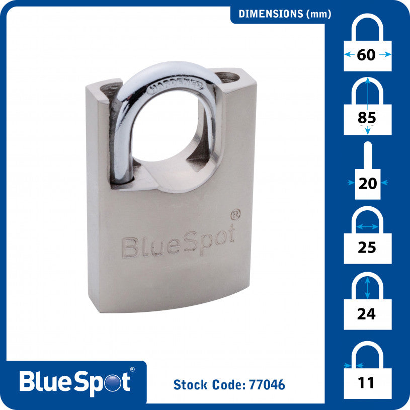 BlueSpot 60mm Shrouded Satin Finish Padlock (77046)