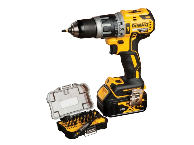 DeWalt XR Combi Drill 18V 1 x 4.0Ah Li-ion + 32 Piece Impact Bit Set