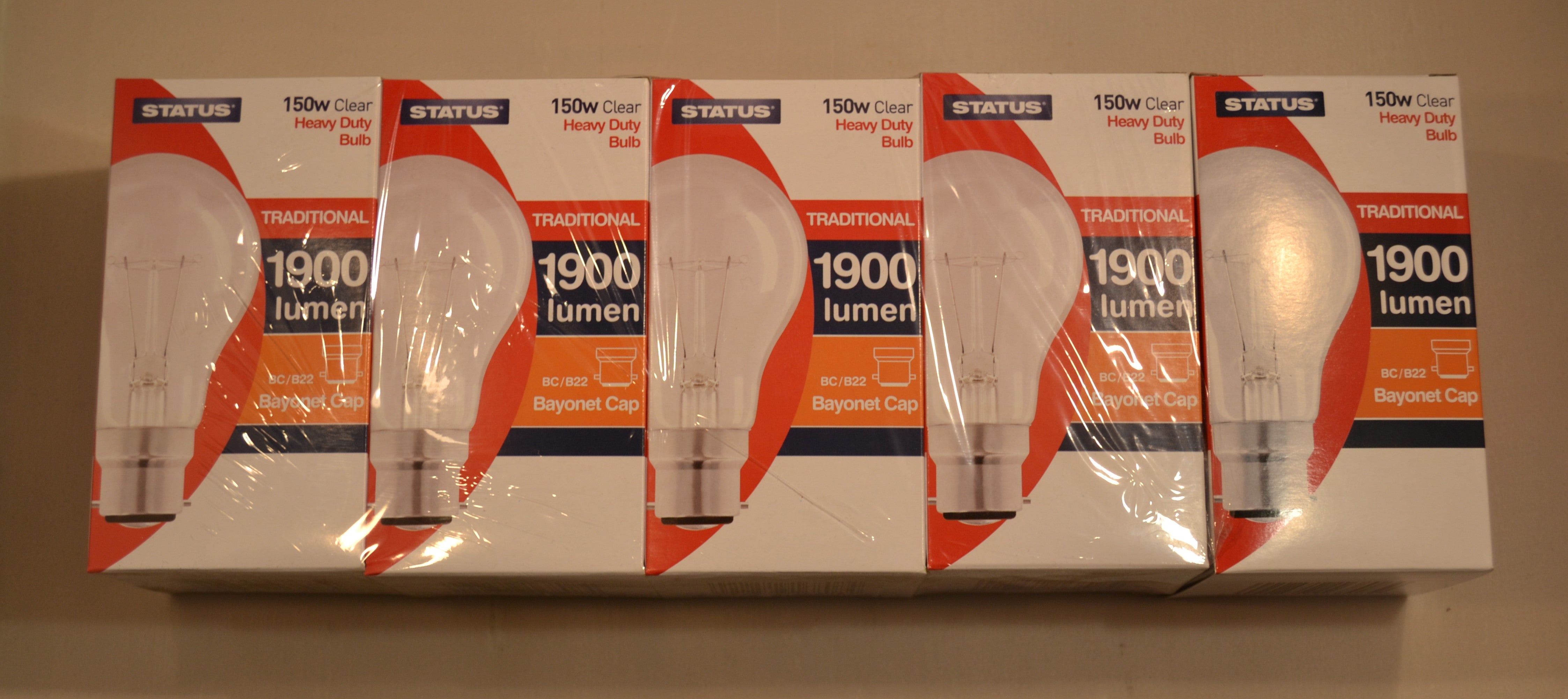 Status - Bayonet Cap - 150w Clear Heavy Duty Bulb - 1 Pack & 5 Pack