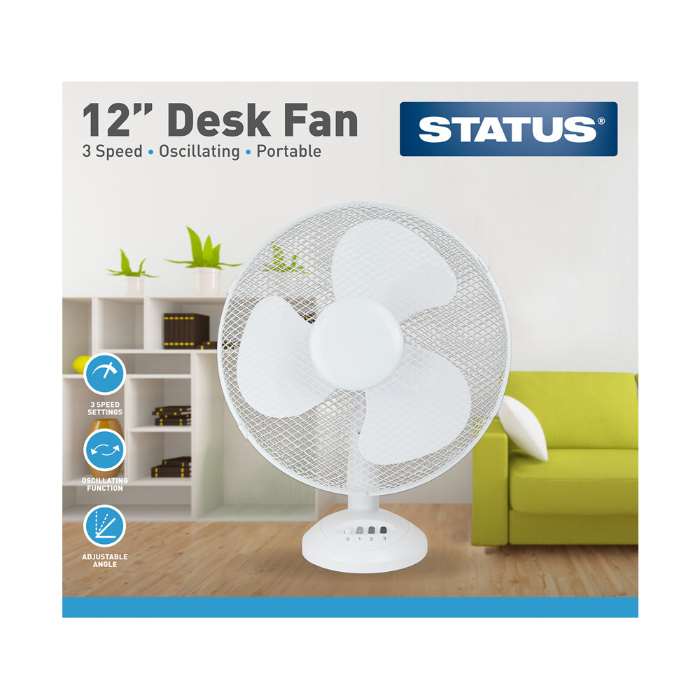 Status Oscillating Desk Fan - 12 inch