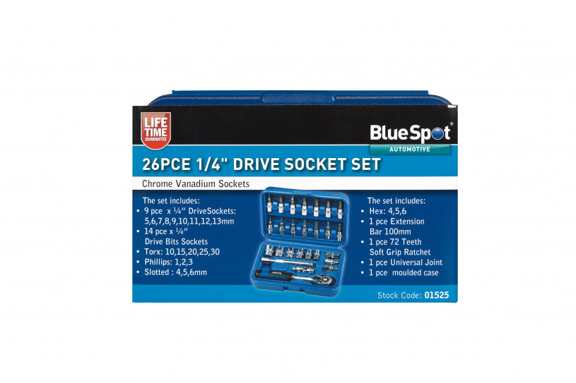 BlueSpot 26 PCE 1/4” Drive Socket Set (01525)