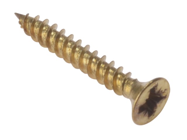 General Purpose Electro Brassed Screws Pozi Countersunk Twin Thread 6 x 5/8" (3.5 x 16mm) - Box 200