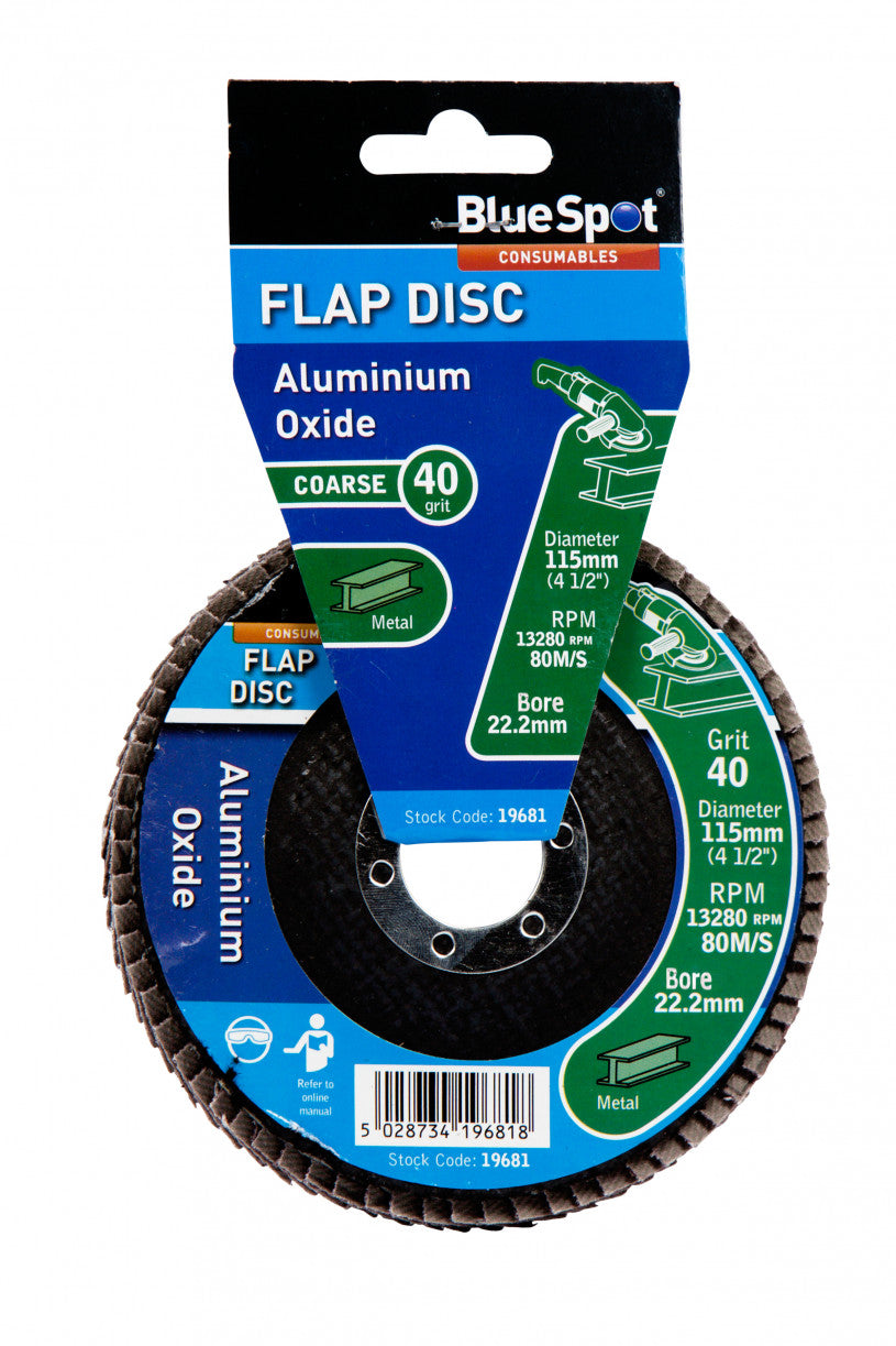 BlueSpot -115mm Aluminium Oxide Sanding Flap Disc