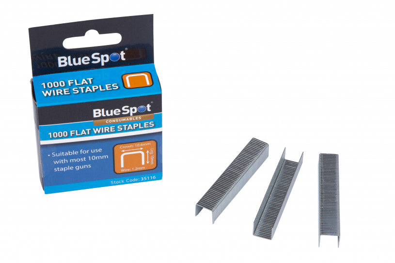 BlueSpot 10mm Flat Wire Staples - 1000 Pack (35116)