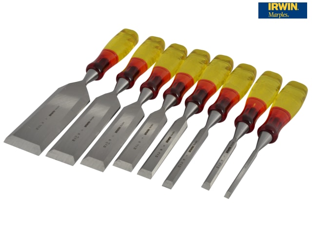 Irwin Marples M373 Bevel Edge Chisel Splitproof Handle - Set of 8