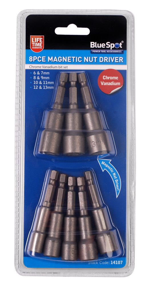 BlueSpot 8 PCE Magnetic Nut Driver Set (6-13mm) (14107)