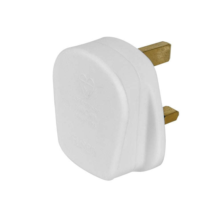 White 13 Amp Fused Plug Replacement Plug