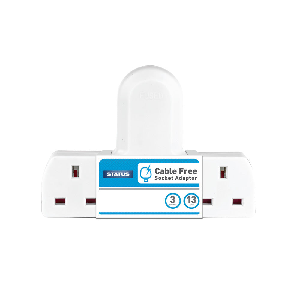 3 Way Cable-free UK Mains Socket Multiplug