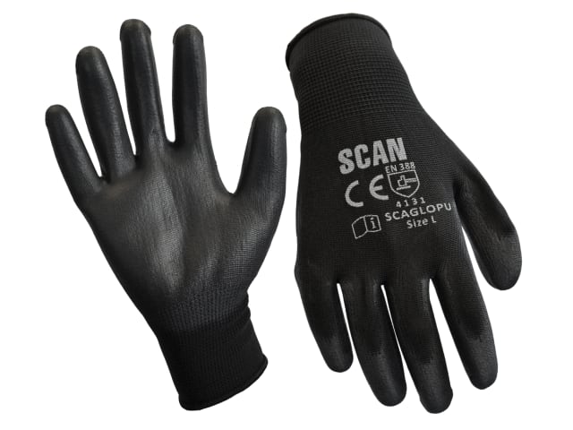 SCAN Black PU Gloves - 10 Pack