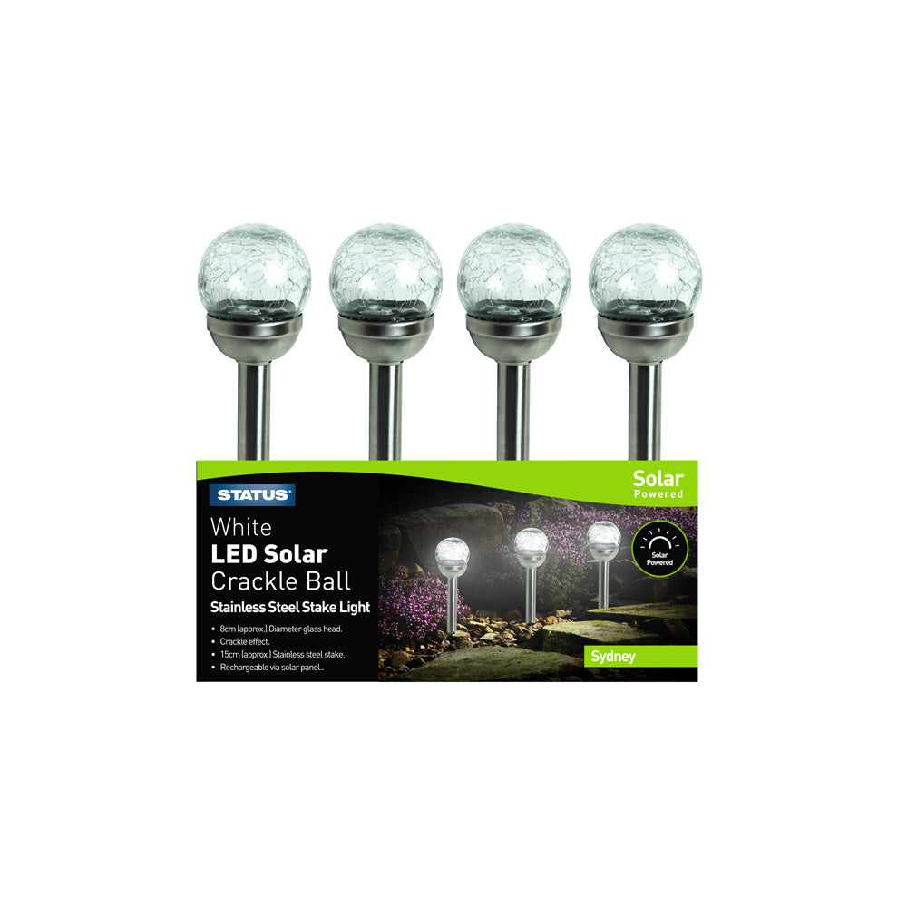 White LED Solar Charging Crackle Glass Stake Light