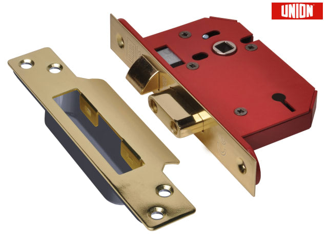 Union StrongBOLT 2203S 3 Lever Mortice Sashlock Polished Brass 81mm