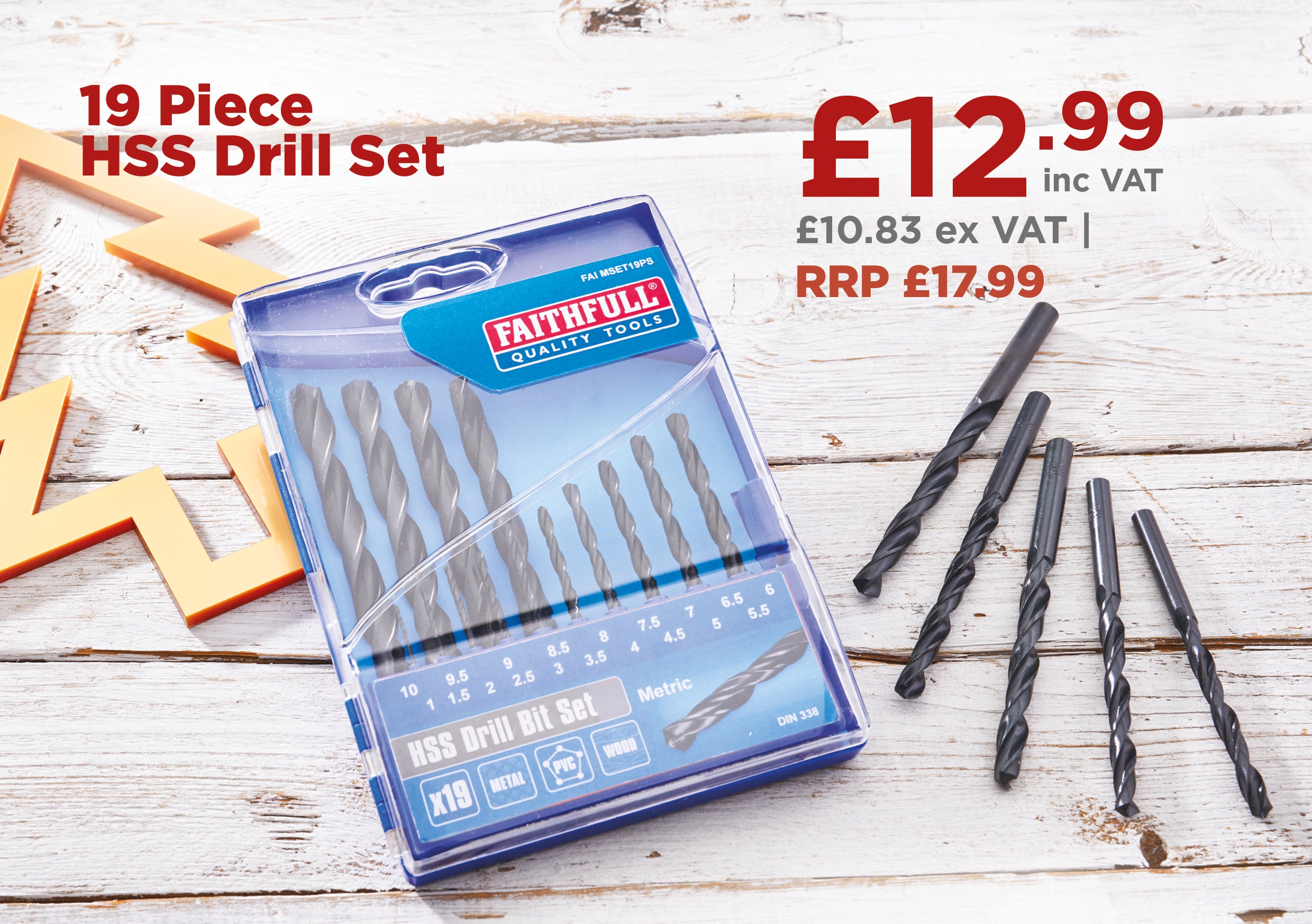 Faithfull Quality Tools 19 Piece HSS Drill Set (1-10mm)