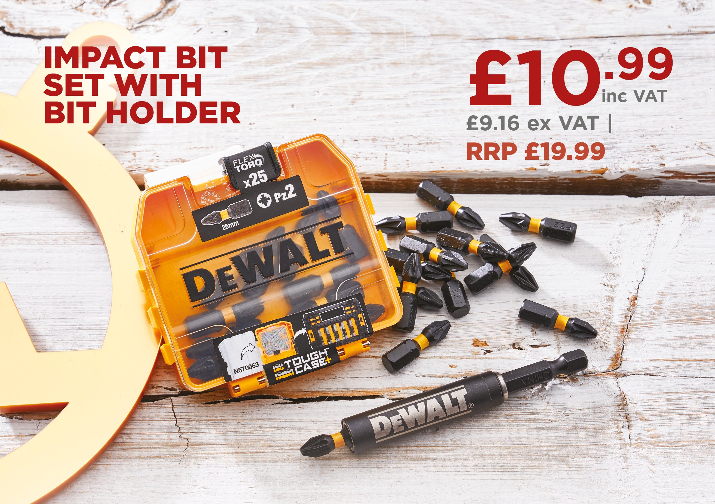 DeWalt Impact Bit Set With Holder - 25 x PZ2 Bits