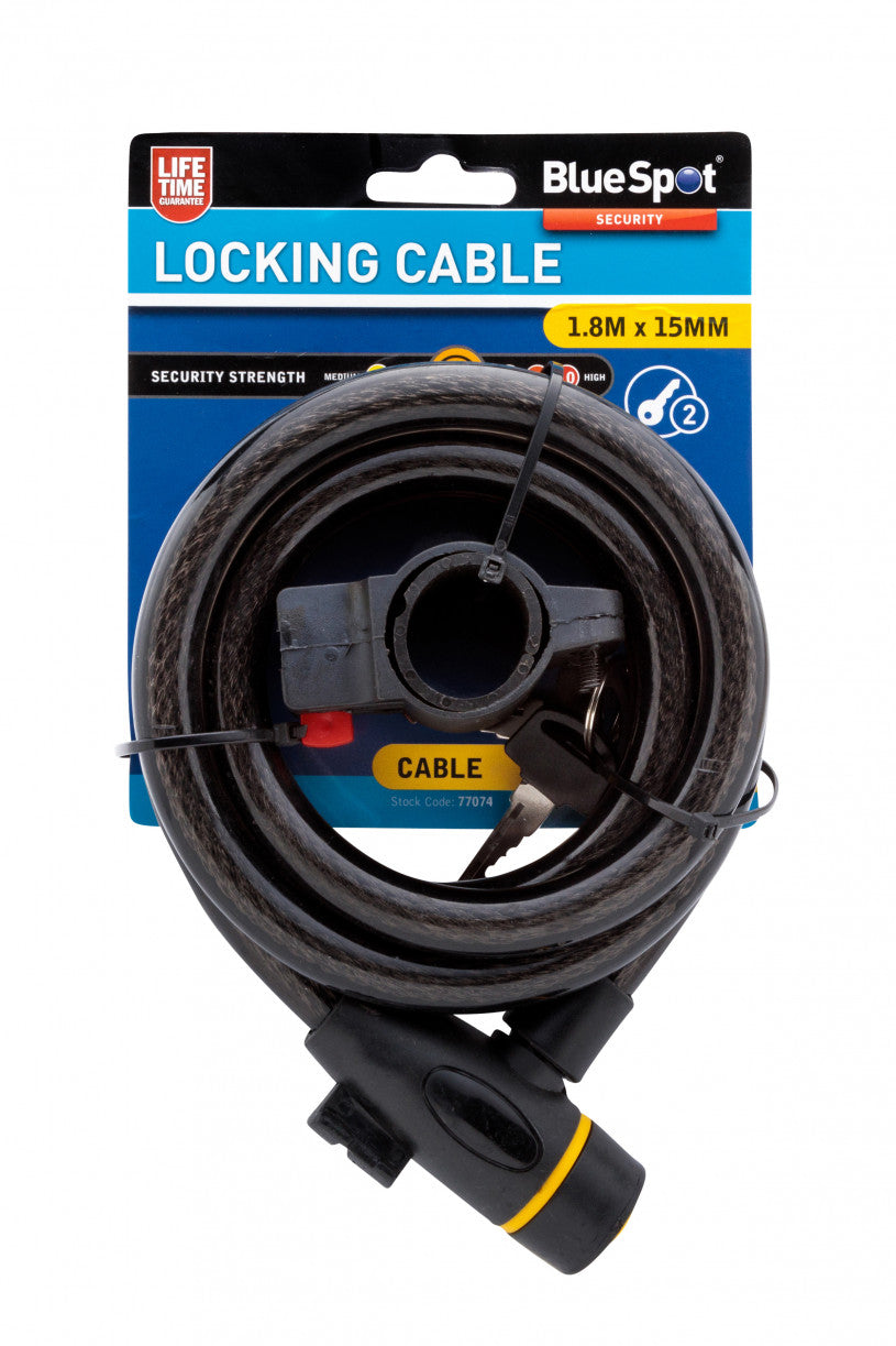 Bluespot 1.8m x 15mm Locking Cable (77074)