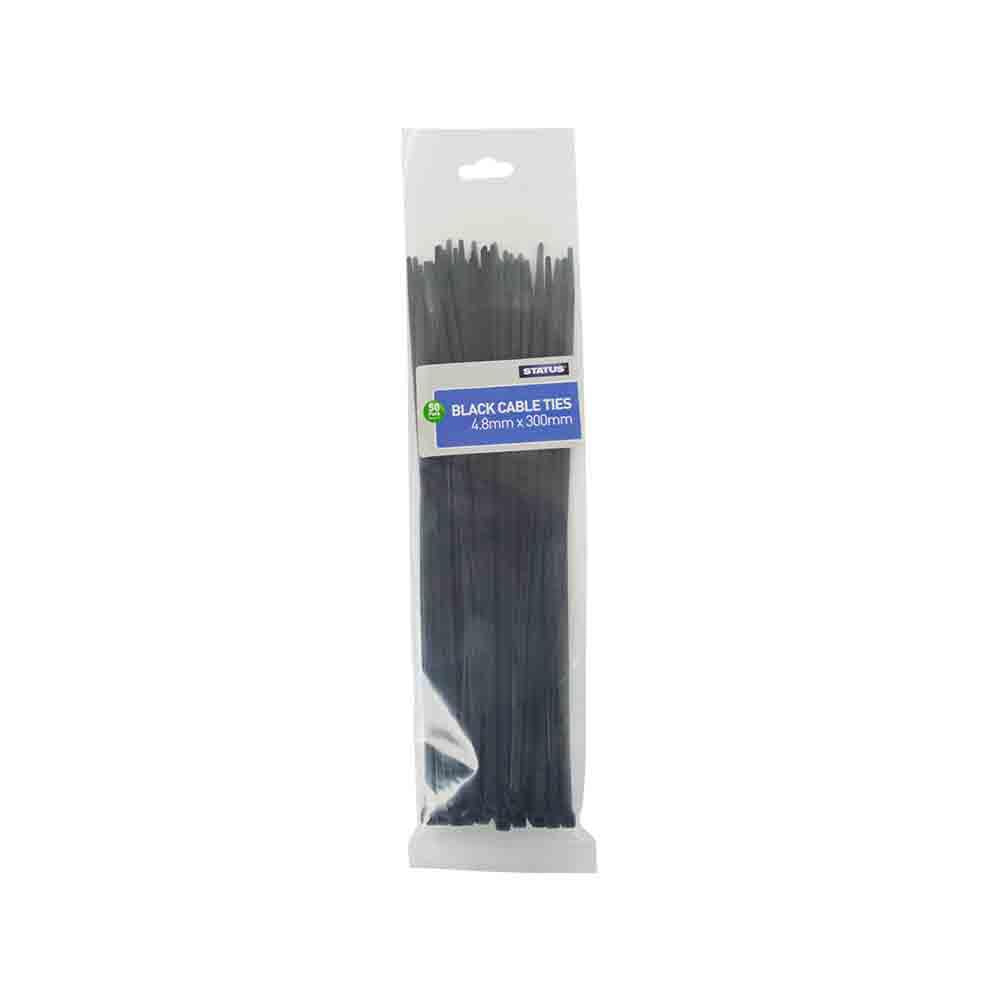 Black Cable Ties - 300mm x 4.8mm (S300MMCT50PKX10)