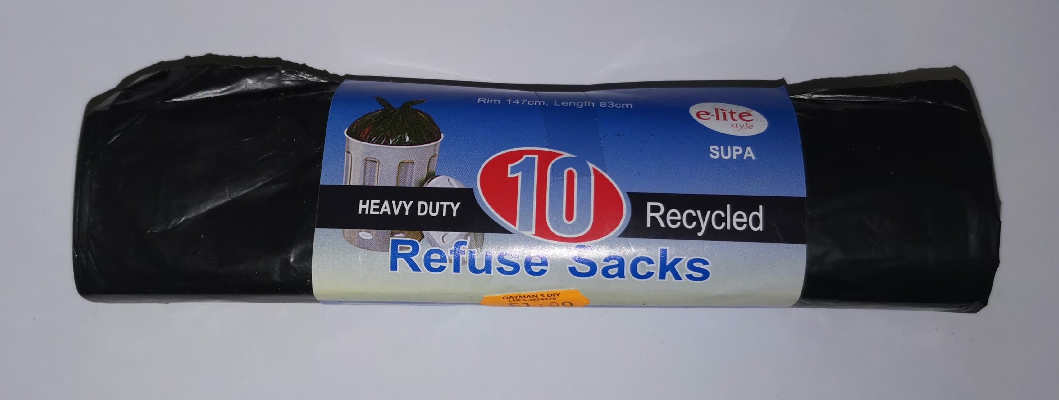 Heavy Duty Recycled Refuse Sacks (10 pack) (Made from Recycled plastic)