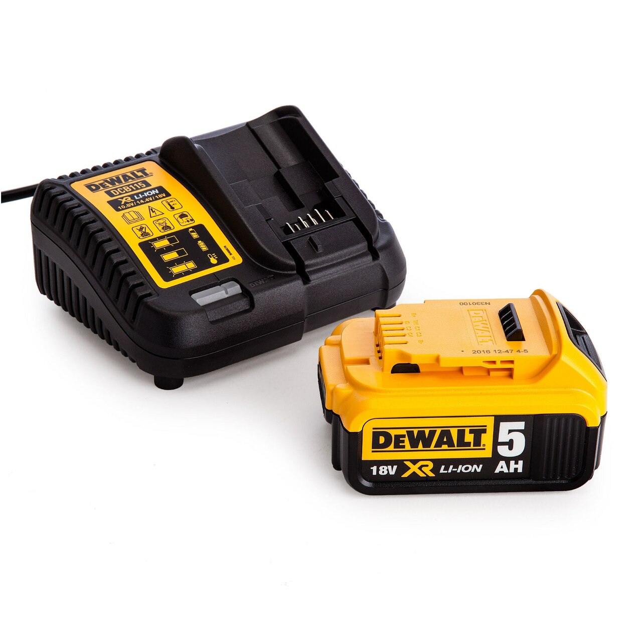 Dewalt DCB115 Multi Voltage XR Charger + DCB184 18V 5.0Ah Battery