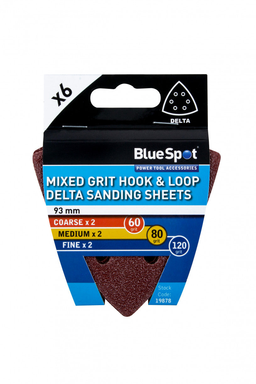 Hook & Loop - Delta Sanding Sheets - 93 mm - 60, 80, 120 & Mixed grit