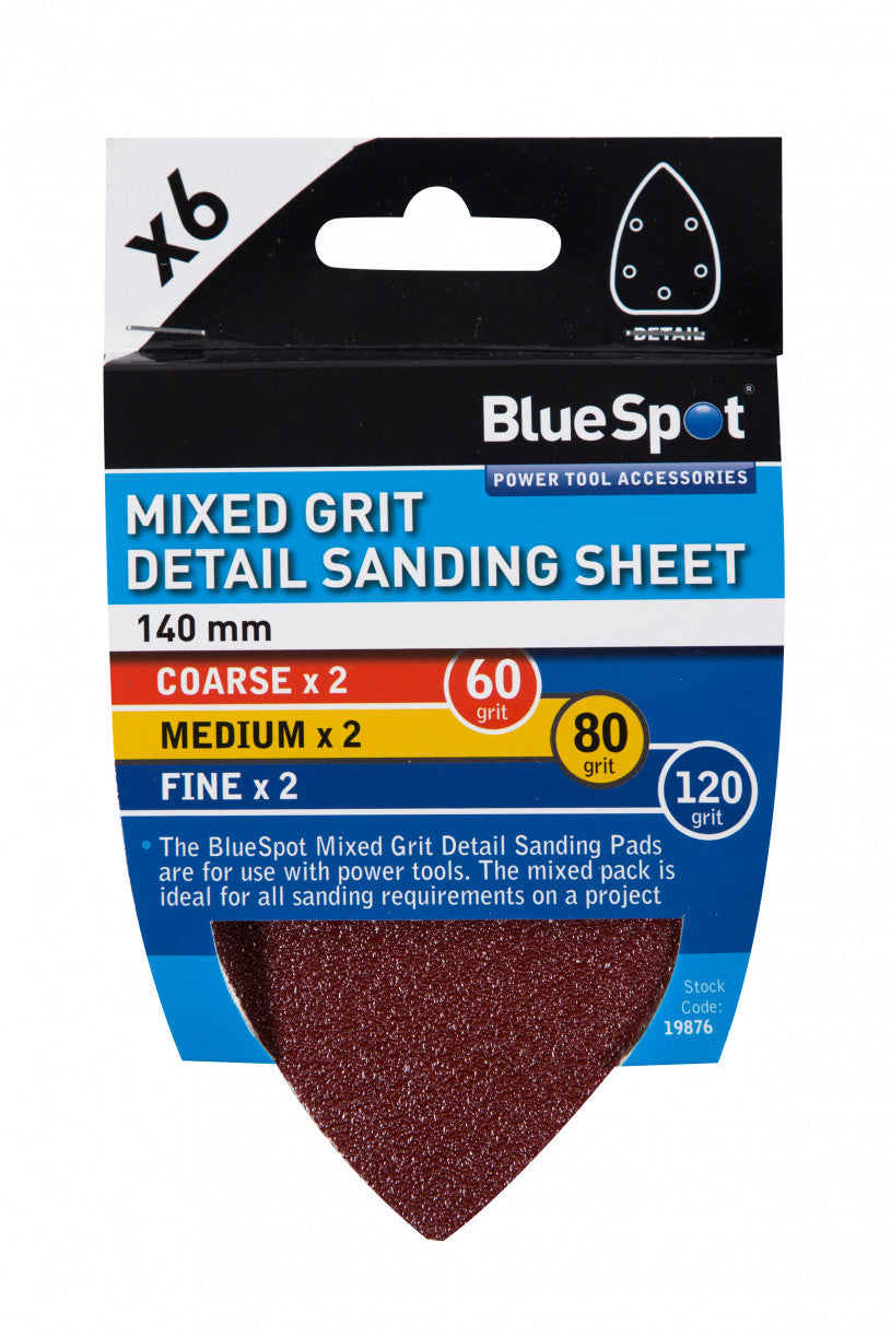 Hook & Loop Detail Sanding Sheets - 140mm - 60, 80, 120 & Mixed grit