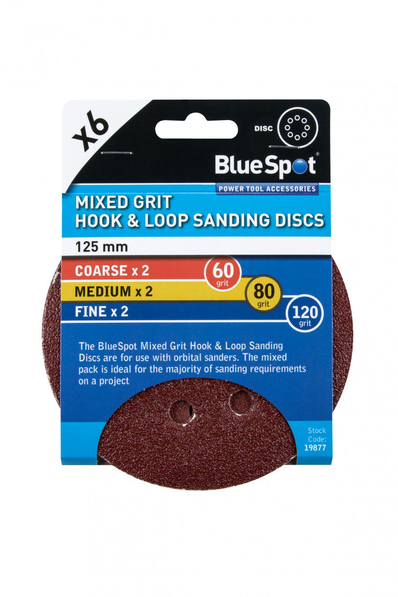 Hook & Loop - Disc Sanding Sheets - 125 mm - 60, 80, 120 & Mixed grit