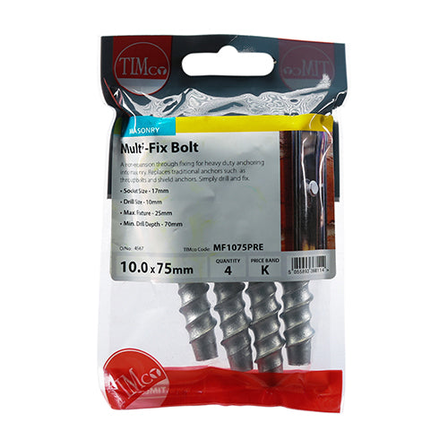 Timco Multi Fix Bolts 10.0 x 75mm 4 pack