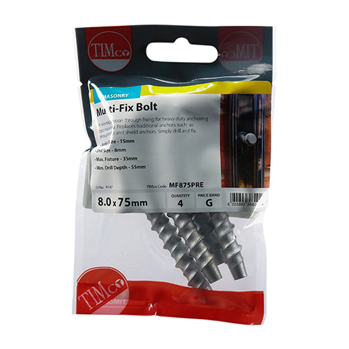 Timco Multi Fix Bolts 8.0 x 75mm 4 pack