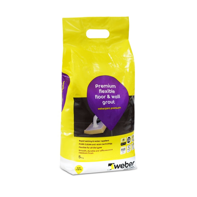 Weber Premium Flexible Floor & Wall Grout - Black, Grey & Storm Grey - 5kg