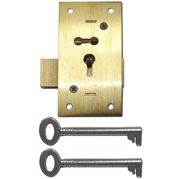 Asec Brass Straight 4 Lever Cupboard Lock 64mm With 2 Keys